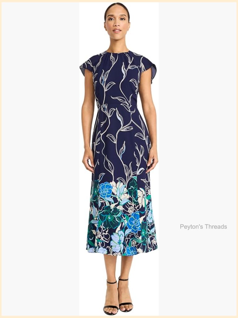 Flutter Sleeve High Neck A-Line Midi Cocktail Dress